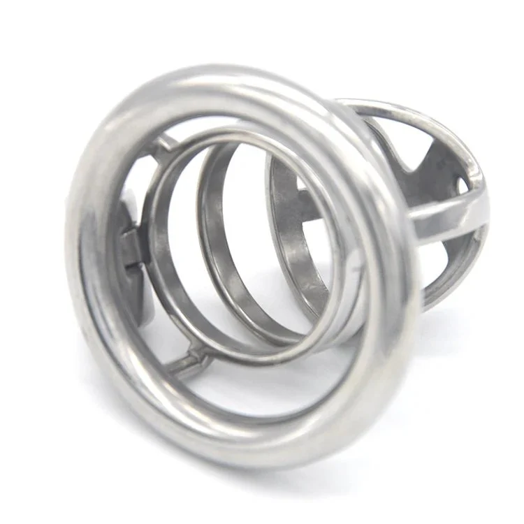 Small Snap Ring Metal Male Chastity Cage Cock Cage with Urethral Catheter for Man