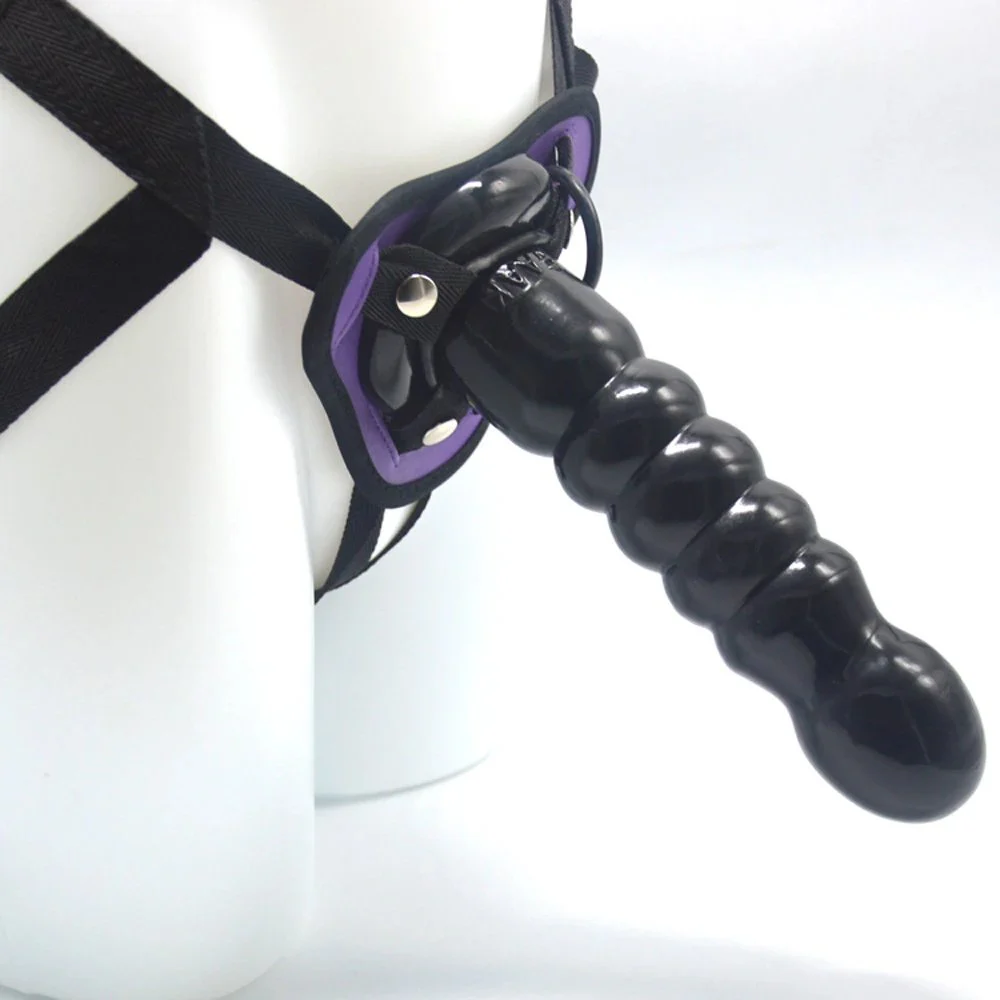 21.9cm Lesbian Sex Toy Beads Anal Plastic Dildo with Pants PVC Penis with Belt Butt Plug Sex Toys Anal Strap on for Women