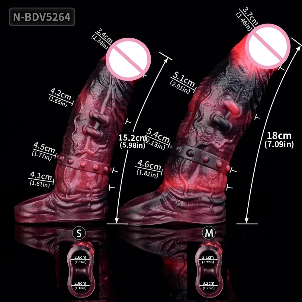 Reusable Soft Fantasy Penis Sleeve with Vibrator New Pressure Feeling Fantasy Dildo Sleeve for Men Sex