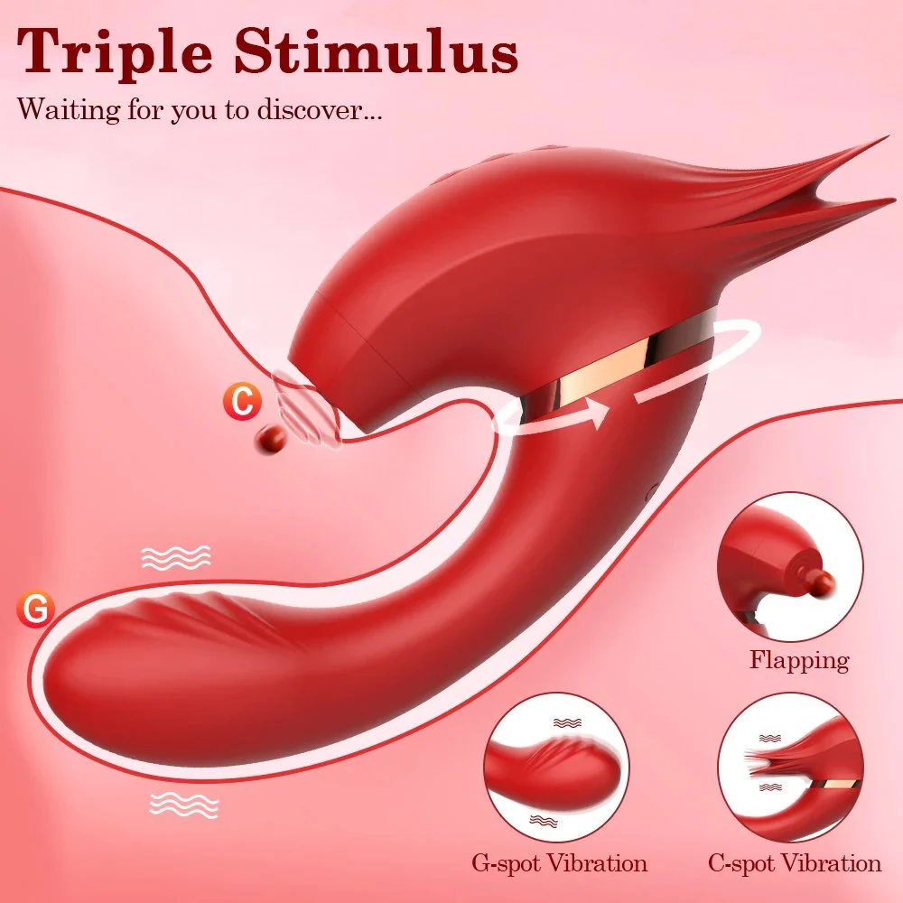 Gelance 3-in-1 Silicone Rabbit Vibrator Dildo TPE Clitoris Licking Thrusting Adult Toys for Women Licking & Sucking Features