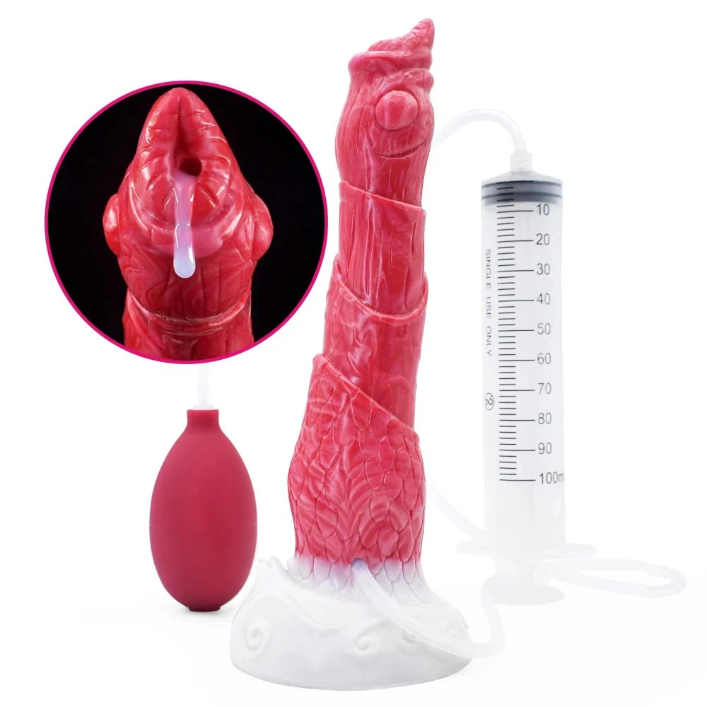 23cm Large Silicone Anal Plug Flame Color Squirting Dildo Simulate Flakes Ejaculating Realistic Sucker Dildo Sex Toys