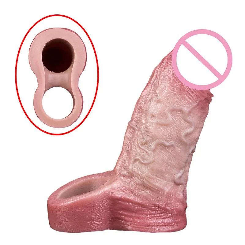 Two sizes to choose from Male Penis Extender Regular Closed-End Dildo SleevMedical Grade Silicone Simulation Dildo