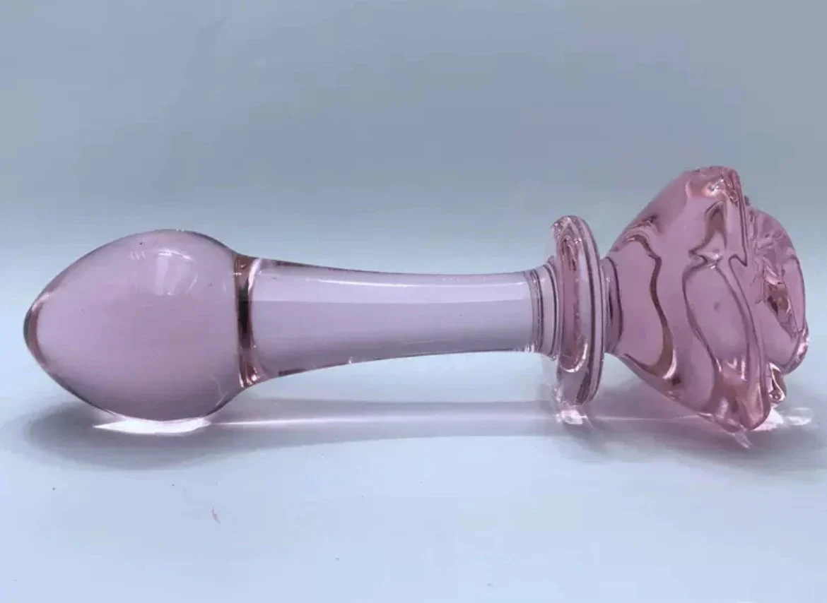 Rose pink Glass Sextoy Rose Anal Plug Toy Set pink Rose Sex Toy Anal Butt Plugs Trainer Kit for Women