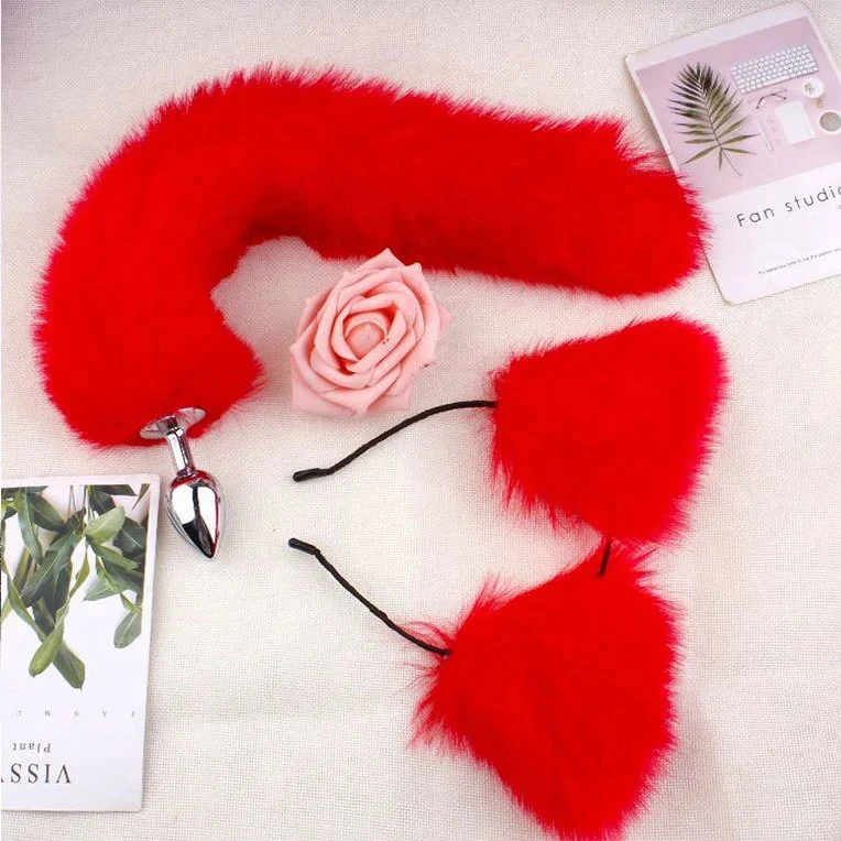 Small Stainless Steel Metal Anal Plug with Bunny Tail for Women-Waterproof Adult Toy