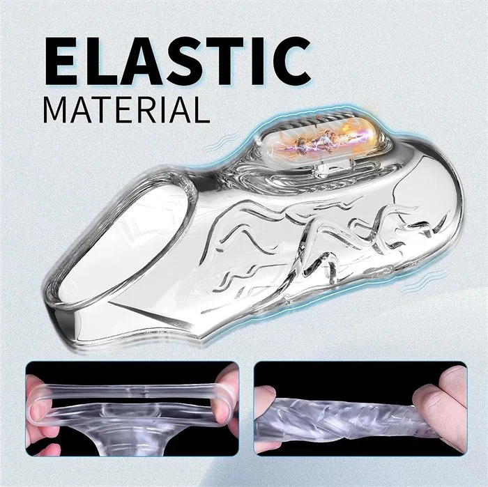 Transparent Vibrating Penis Sleeve Sex Toy for Male Delay Time Sexual Pleasure