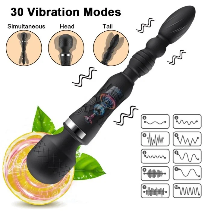 New Design Flexible Wand Vibrators Massage Sex Toys with Anal Bead Stimulator