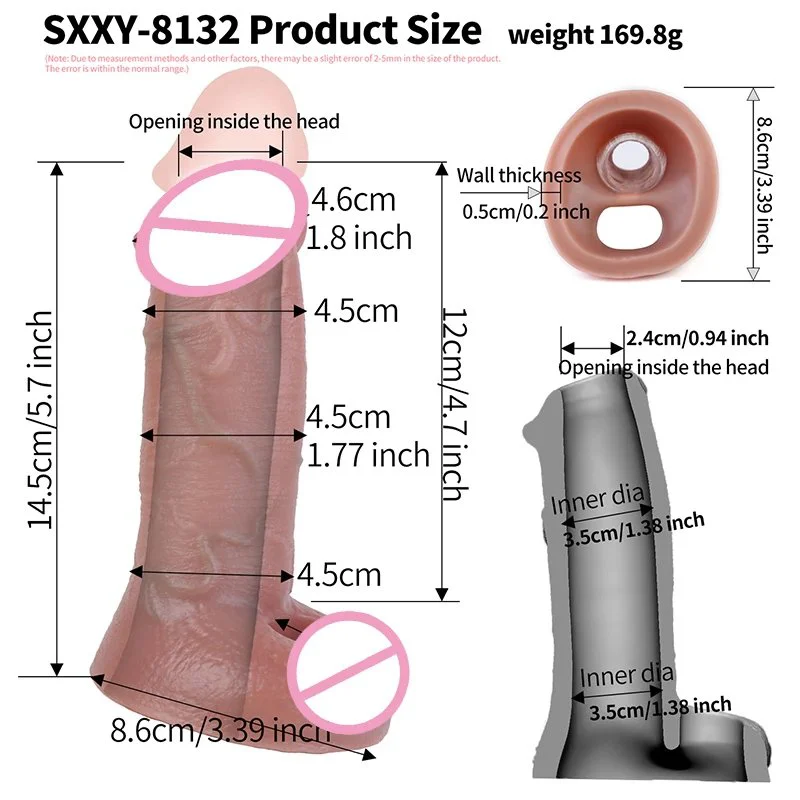 Ultra Hollow Dildo Silicone Male Extender Sleeve With Anti-drop Cock Enlarger Ring for Men Delay Ejaculation