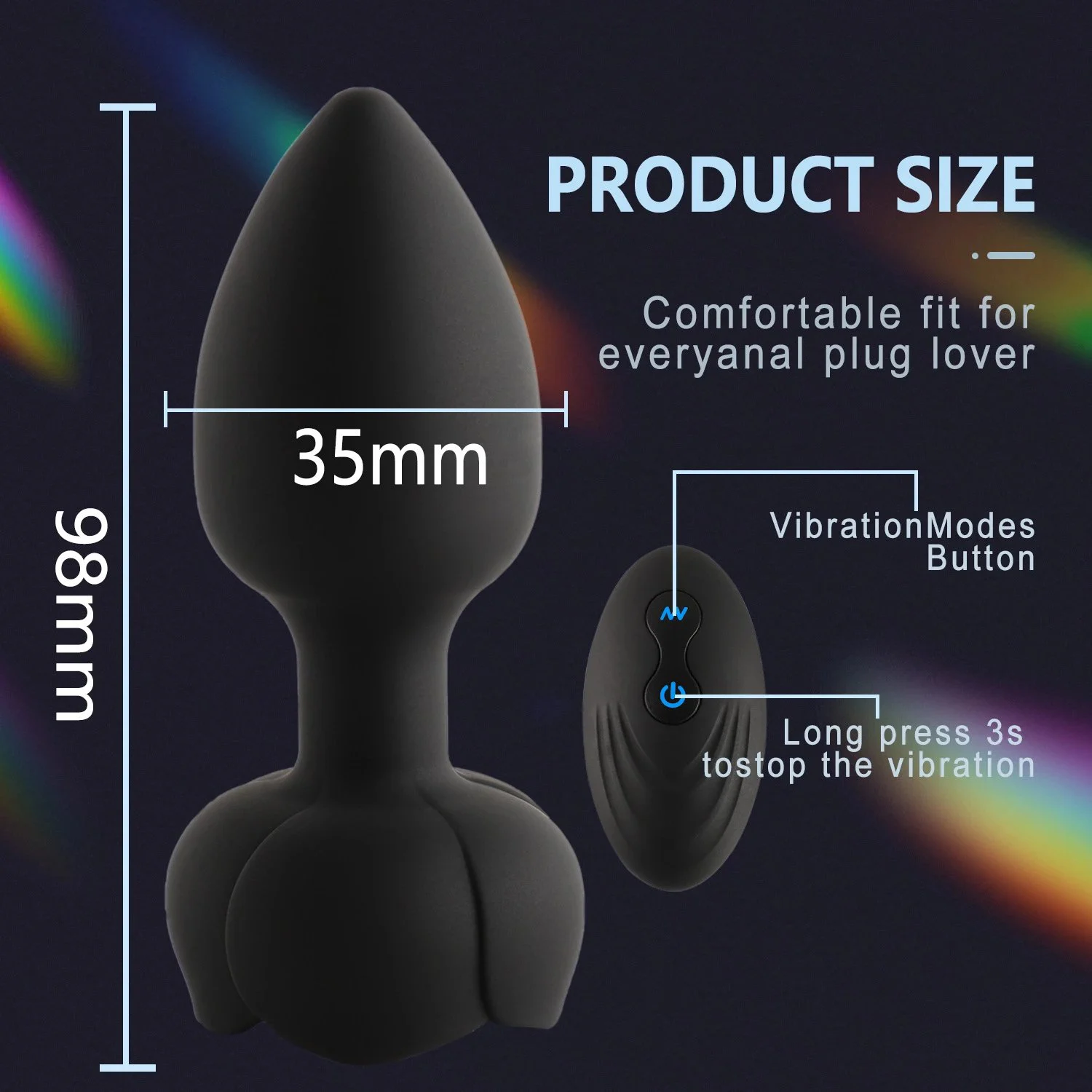 Light-emitting Remote Anal Plug Wireless Remote Control Male and Female Masturbation Vibrating Sex Toys Massager for Men
