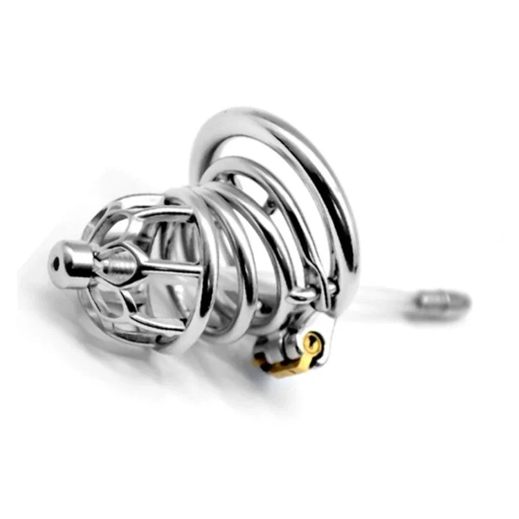 1Sex Shop Stainless Steel Stealth Lock Male Device with Anti-Shedding Ring Cock Cage Belt Penis-Rings,3 Replaceable Collars