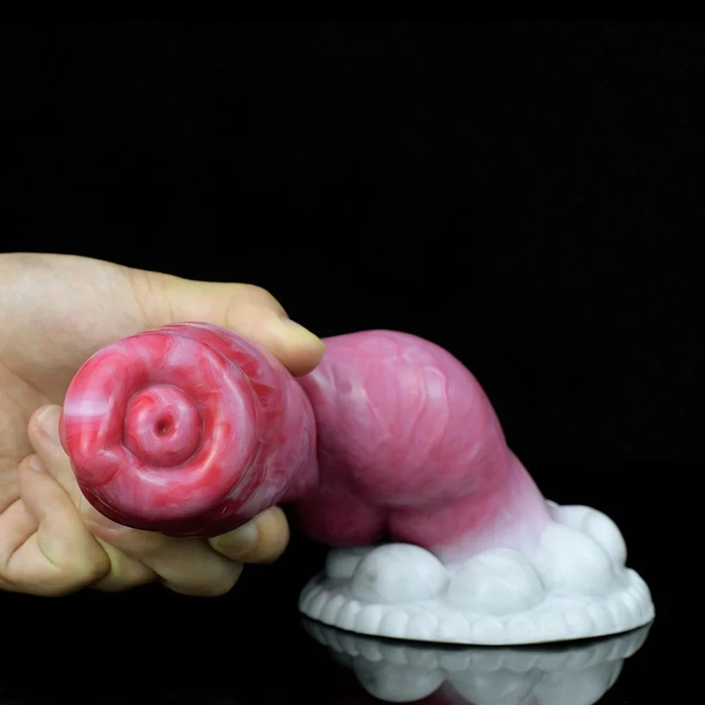 21cm Silicone Animal Penis Realistic Dog Dildo Big Knot Beef Color Clear Veins Anal Plug Women Sex Toy