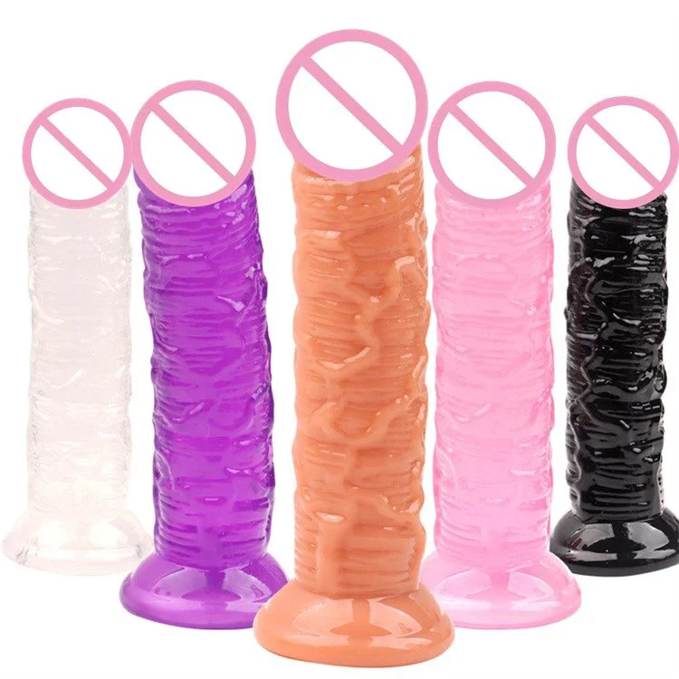 5 Different Sizes Suction Cup Realistic Soft Crystal Jelly Dildo Sex Toys for Women