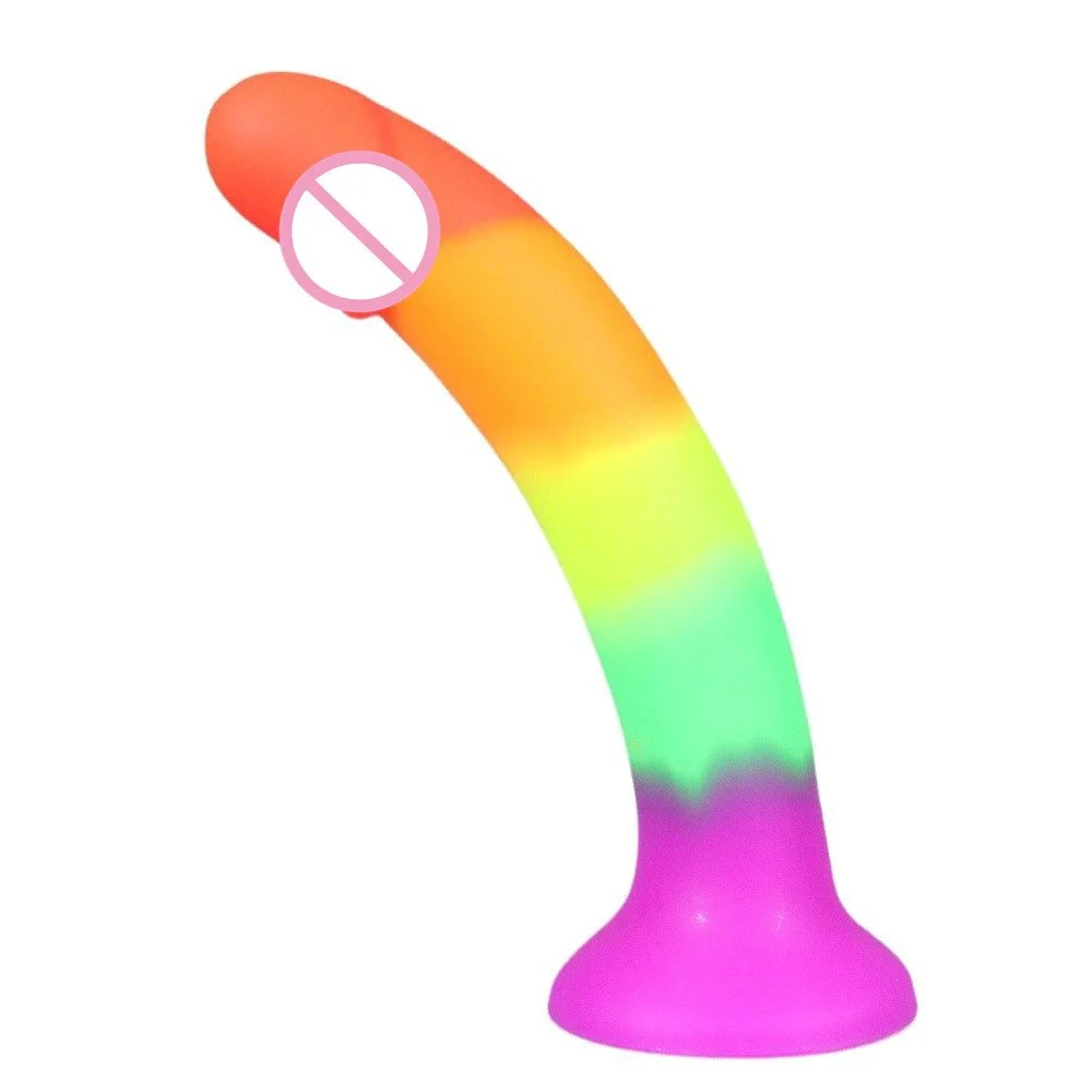 22CM Flexible Soft Color Realistic Liquid Silicone Suction Cup Dildo Sex Toys Women