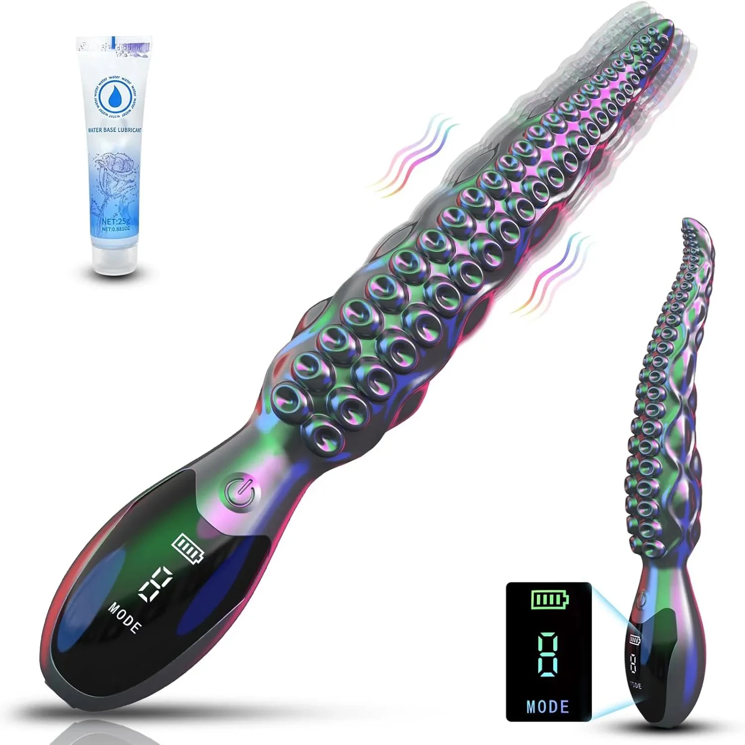 Squid Tentacle Shape Silicone Thrusting Dildo Vibrator LED Display Female Masturbator Anal Plug Toy for Woman and Couples