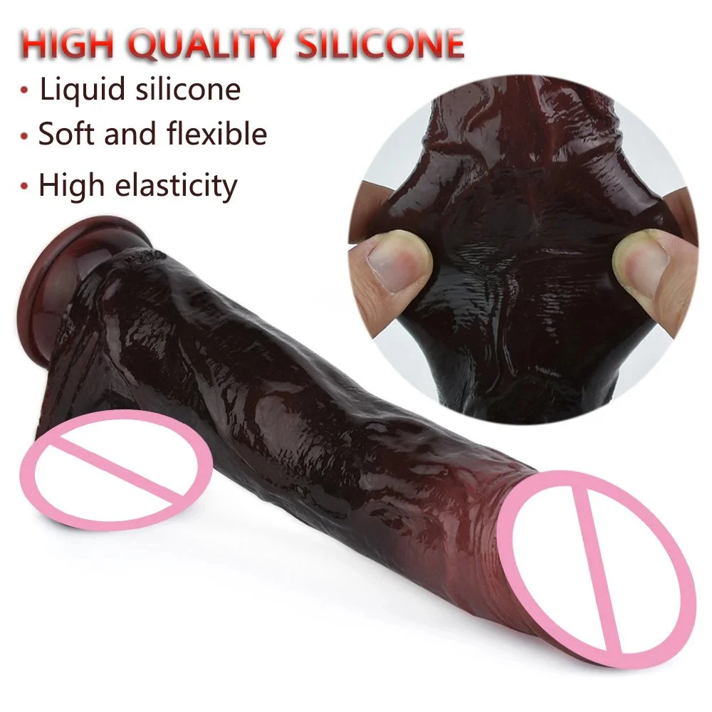 24CM Big Size Dark Realistic Vibrator Dildo Stimulate Vagina 10 Frequency Vibrator with Sucker Sex Toy for Women