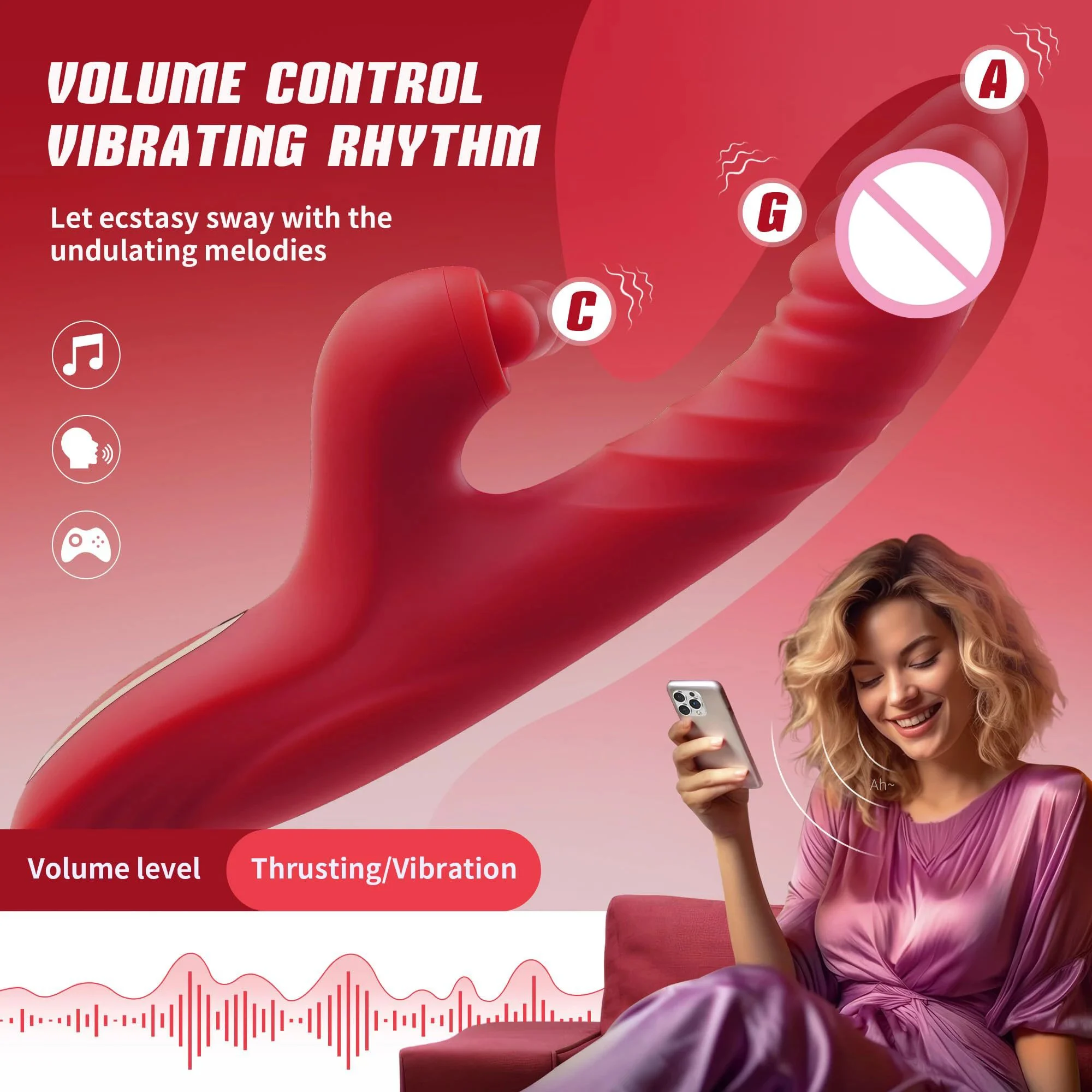 Multifunctional Rabbit Vibrator with Telescopic Vibration Heating Female Masturbator