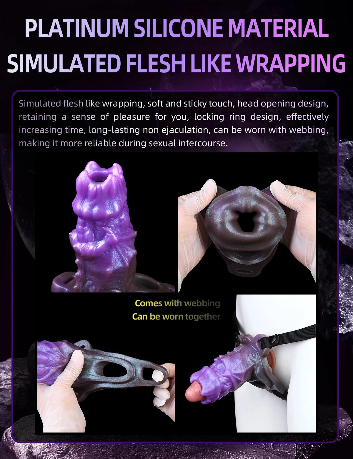 Silicone Fantasy Monster Penis Sleeve Bdsm Dildo Sheath Reusable Condom Cock Enlargement Delay Ejaculation Men Sex Toys