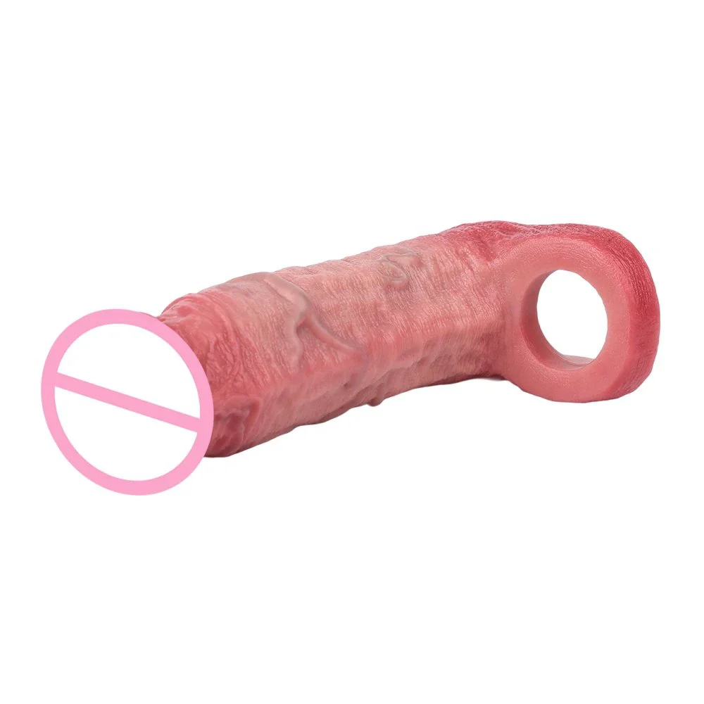 Silicone Penis Sleeve for Men - Realistic Veins and Flesh Color Design Medical-Grade, Effective Lengthening of Penis