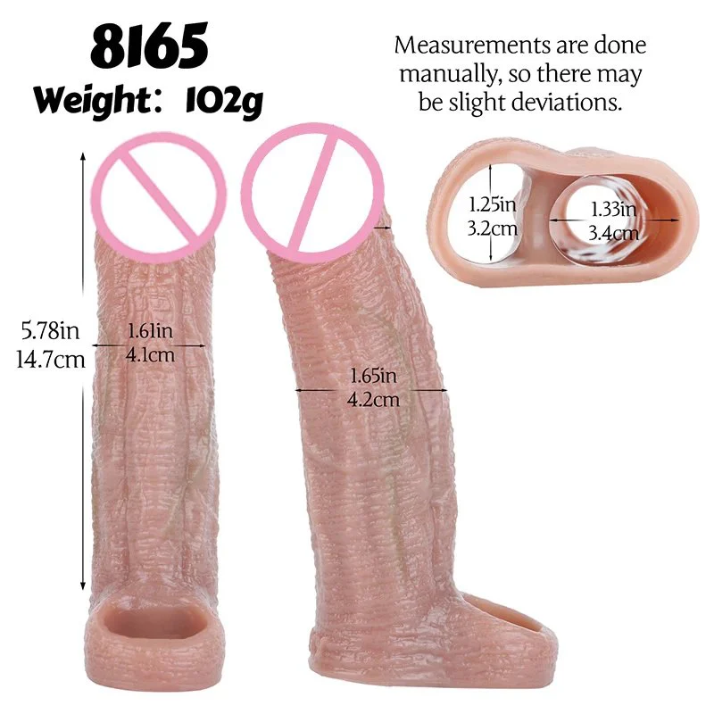 Reusable Penis Sleeve with Cock Ring,Open-Ended Ultra-Soft Silicone Cock Sleeve Penis Enlarger for Couple Men Adult Sex Toy
