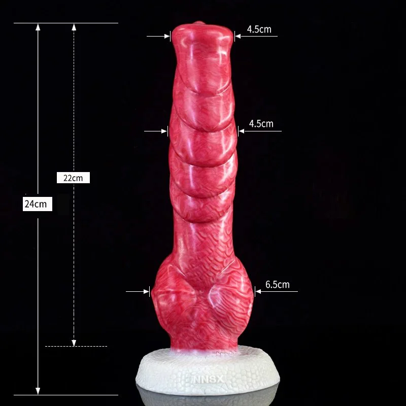 24cm Silicone Cock Dog Knot Dildo Colorful Rubber Animal Penis With Suction Cup Base Snake Patter Dildos