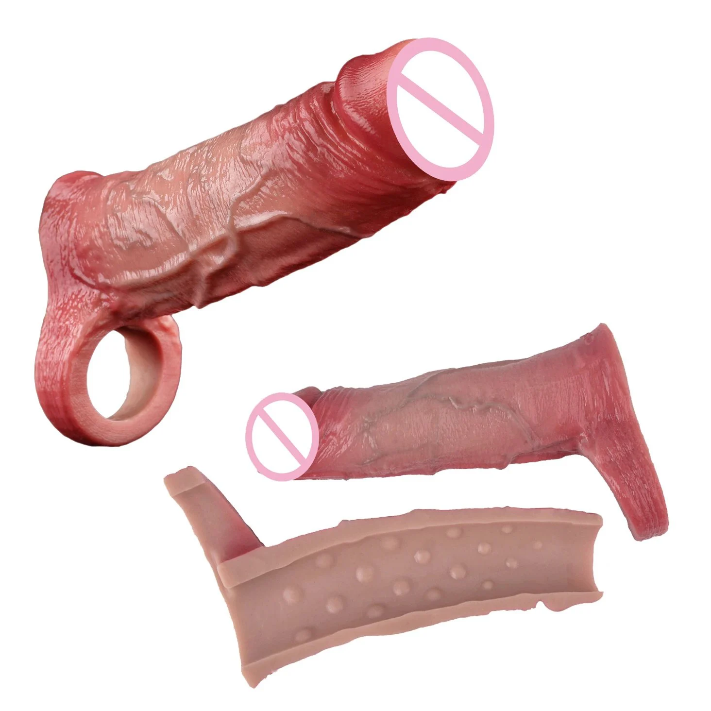 S M L Men Cock Condom Penis Cuff Thickened Testicle Penis Ring Delay Ejaculation for Man
