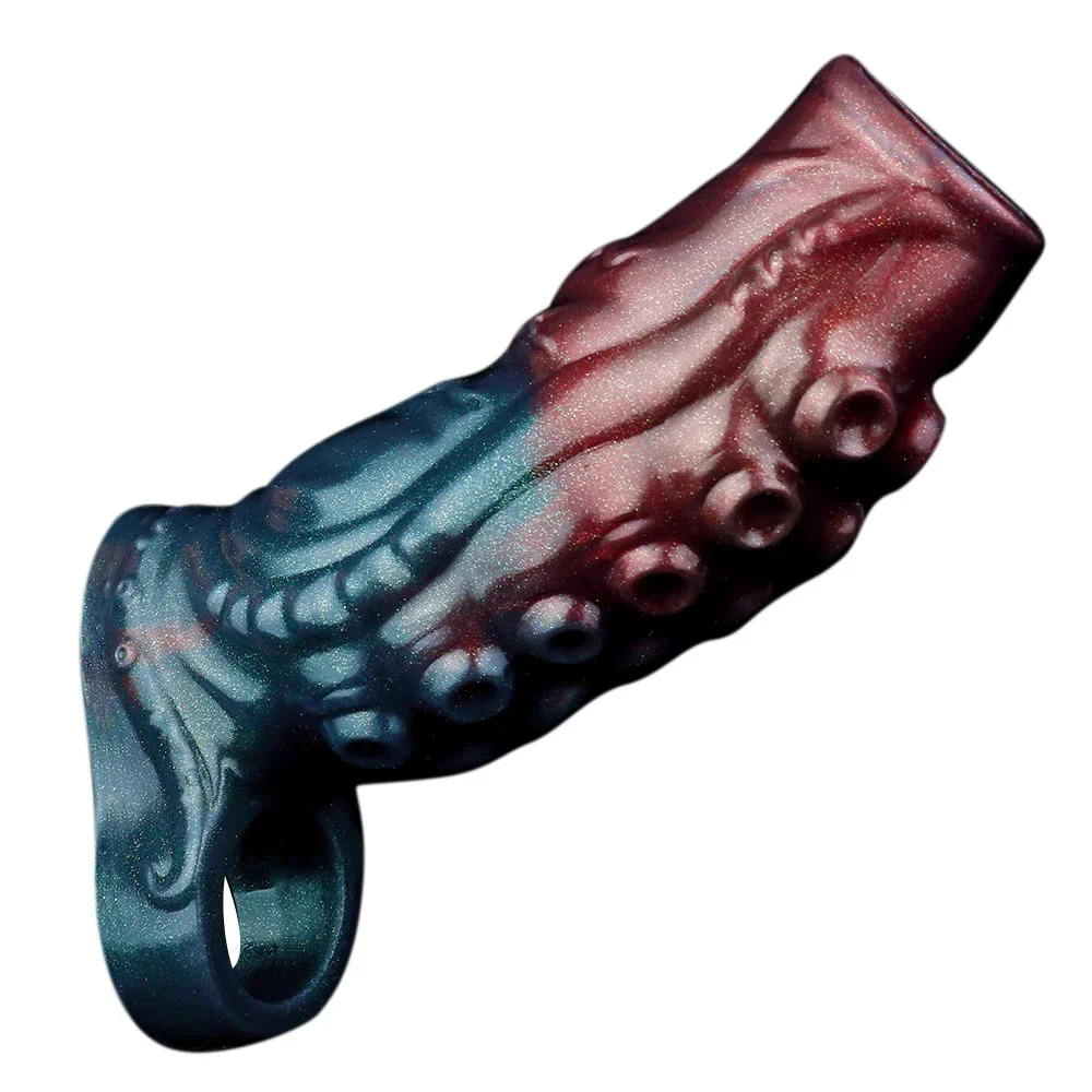 Size Soft Silicone Silver Mirror Sleeve Non-marking Wearable Octopus Tentacle Patterned Toys Fantasy Dildo