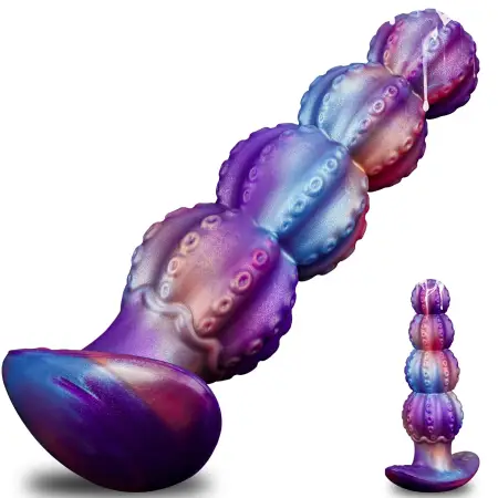 Liquid Silicone Cactus Shape with Octopus Suction Cup Alien Anal Plug Dildo for Adult Anal Sex Masturbation