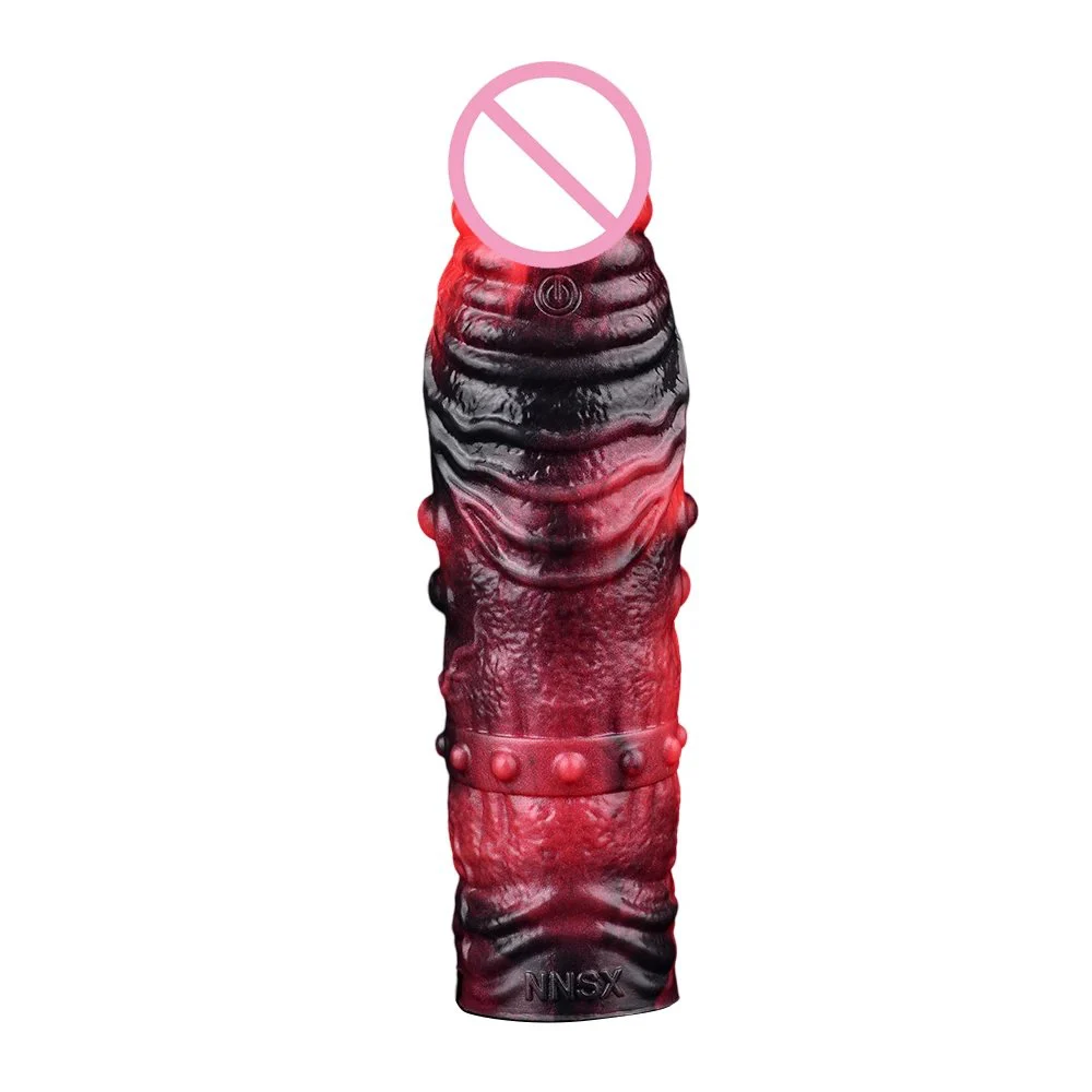 Reusable Vibration Penis Sleeve Fantasy Cock Ring Extender Ultra-Soft Cock Sleeves Penis Enlarger for Man