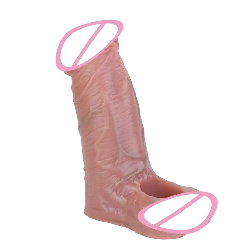 S M Realistic Male Penis Sleeve With Open-ended Design Silicone Hollow Dildo With Anti-drop for Men Enlargement