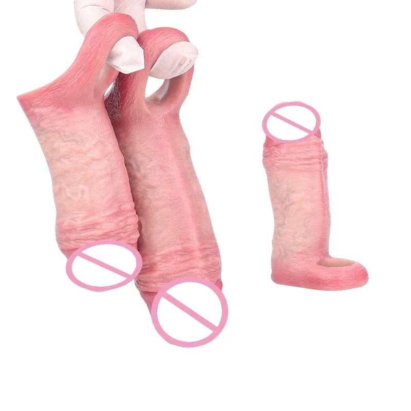 Simulated Male Penis Extender Effectively Increases Size Safe Silicone Material Penis Sleeve Available in Two Sizes