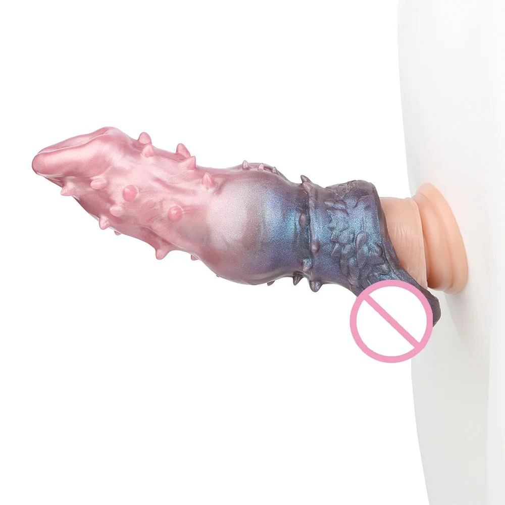 Wolf-Hair Horse Penis Sleeve Silicone Soft Spikes Male Enlargement Extender Adult Sex Toy for Couples