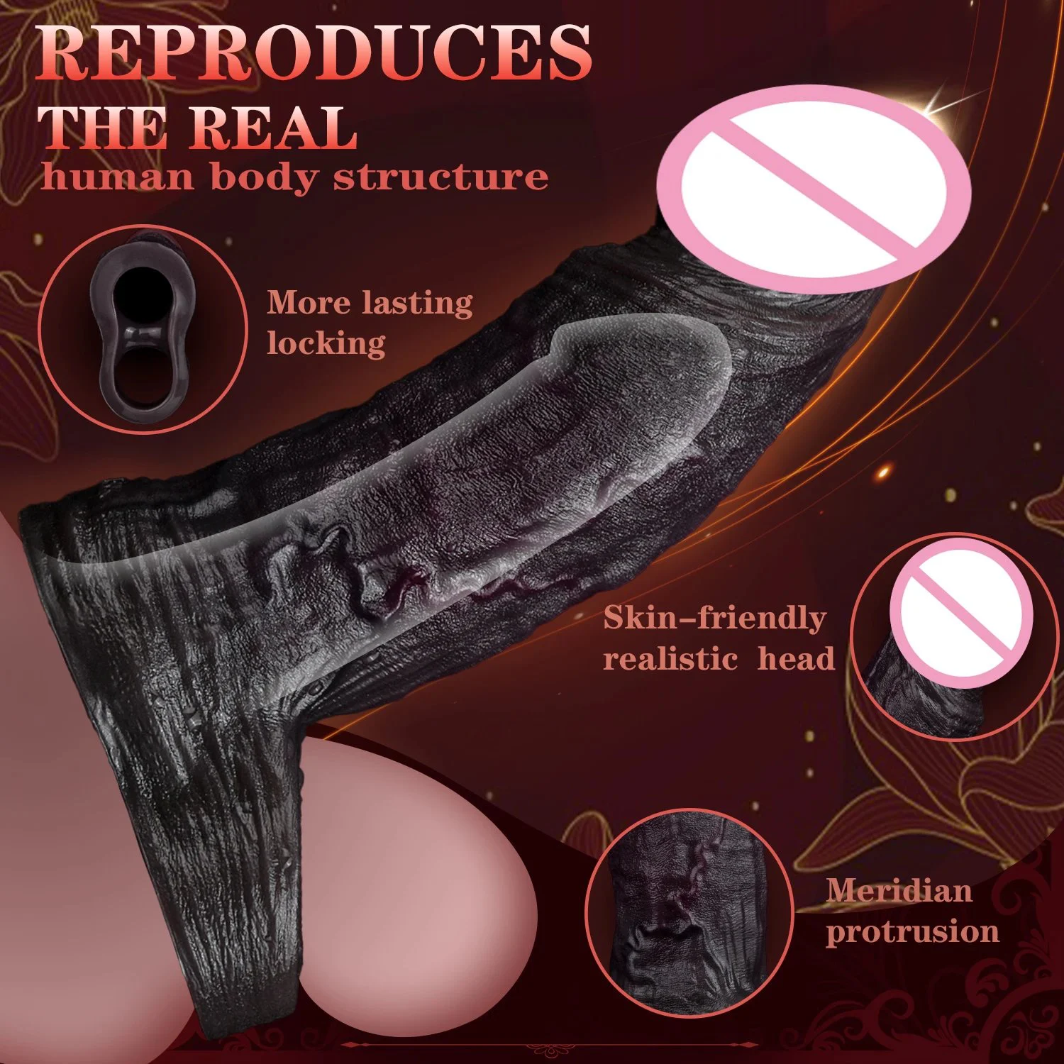 XL Sleeve Ultra-Realistic Silicone Male Penis Extender for Enhanced Sensation Adult Novelty Toy for More Authentic Experience