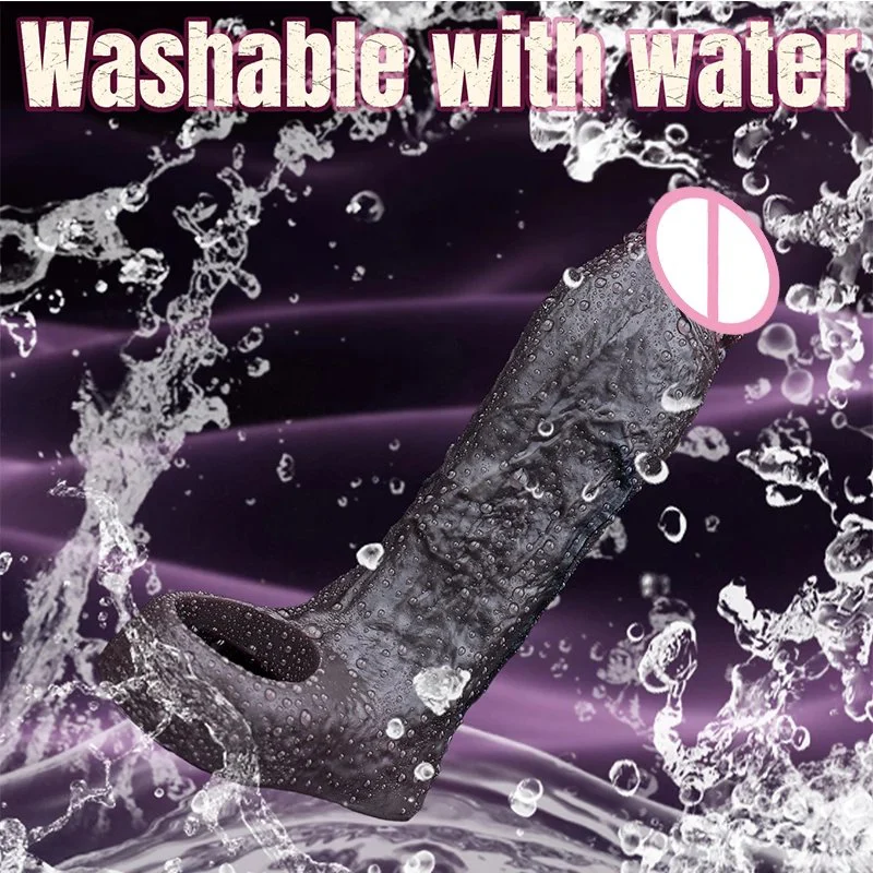 Soft Open-ended Penis Sleeve for Men Dick Enlargement Realistic Silicone Hollow Dildo With Anti-drop Couple Sex Toy