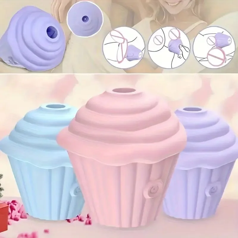 Ice Cream Sucking Cake Vibrating for Clitoral and Anal Stimulation Nipple Sucking Couples' Sex Toy ABS+Silicone IPX7 Waterproof