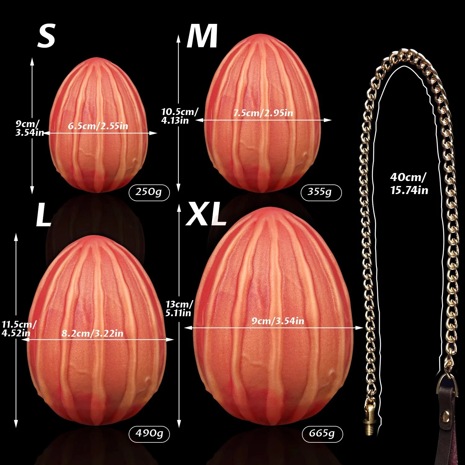 Large Dragon Egg Butt Plug Long Chain Fantasy Monster Prostate Anal Dilator Stretcher Trainer 100% Waterproof Eco-Friendly Plug