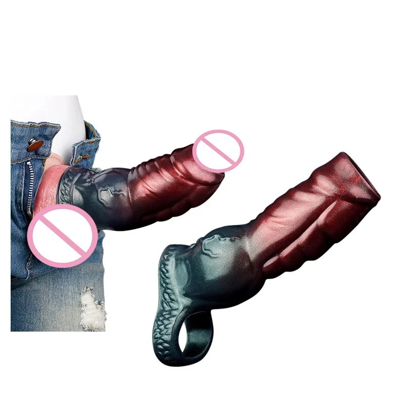 XL 6.6'' Reusable Silicone Penis Sleeve With Penis Ring Big Penis Extender Cock Extension Dick Enlargement Sex Toys