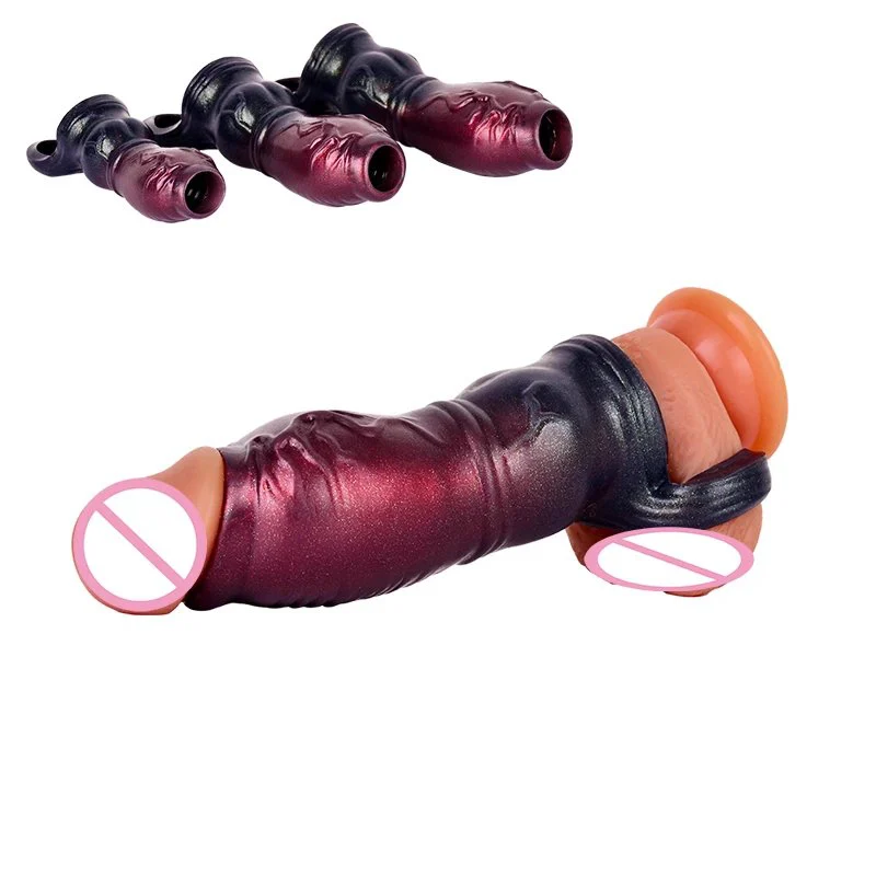 Silicone Cock Sleeve Extension with Stretchy Loop for Men to Increase Length & Girth Fantasy Cock Extender Sleeve Penis
