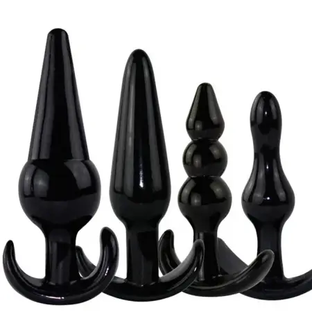 Pack of 4 Soft Silicone Butt Anal Plug Sex Toys for Adult Men and Women's Anal Masturbation Enjoy
