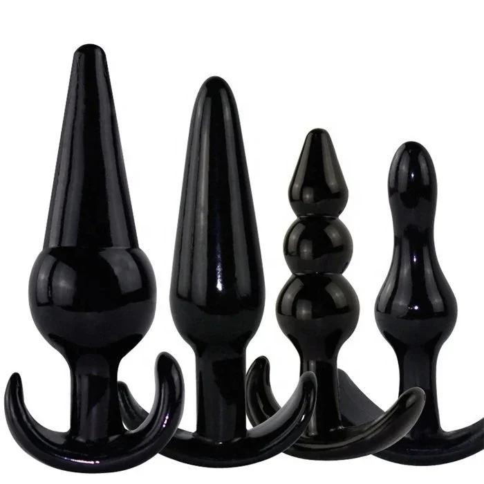 Pack of 4 Soft Silicone Butt Anal Plug Sex Toys for Adult Men and Women's Anal Masturbation Enjoy