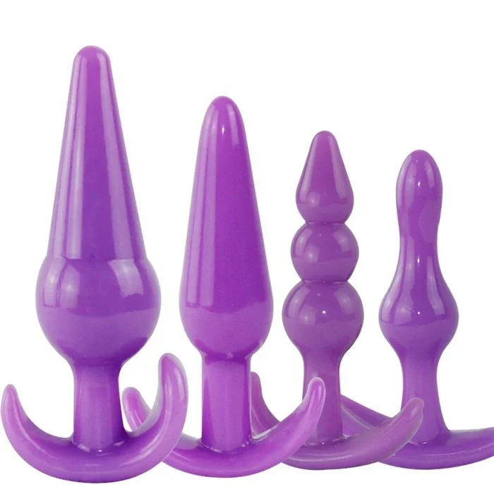 Pack of 4 Soft Silicone Butt Anal Plug Sex Toys for Adult Men and Women's Anal Masturbation Enjoy