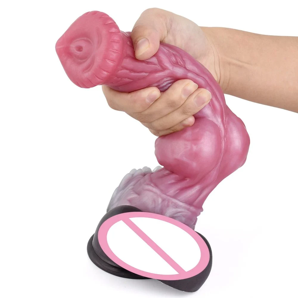 13.3 Inch Artificial Wolf Dildo Sex Shop Toy Realistic Platinum Silicone Anal Plug for Women
