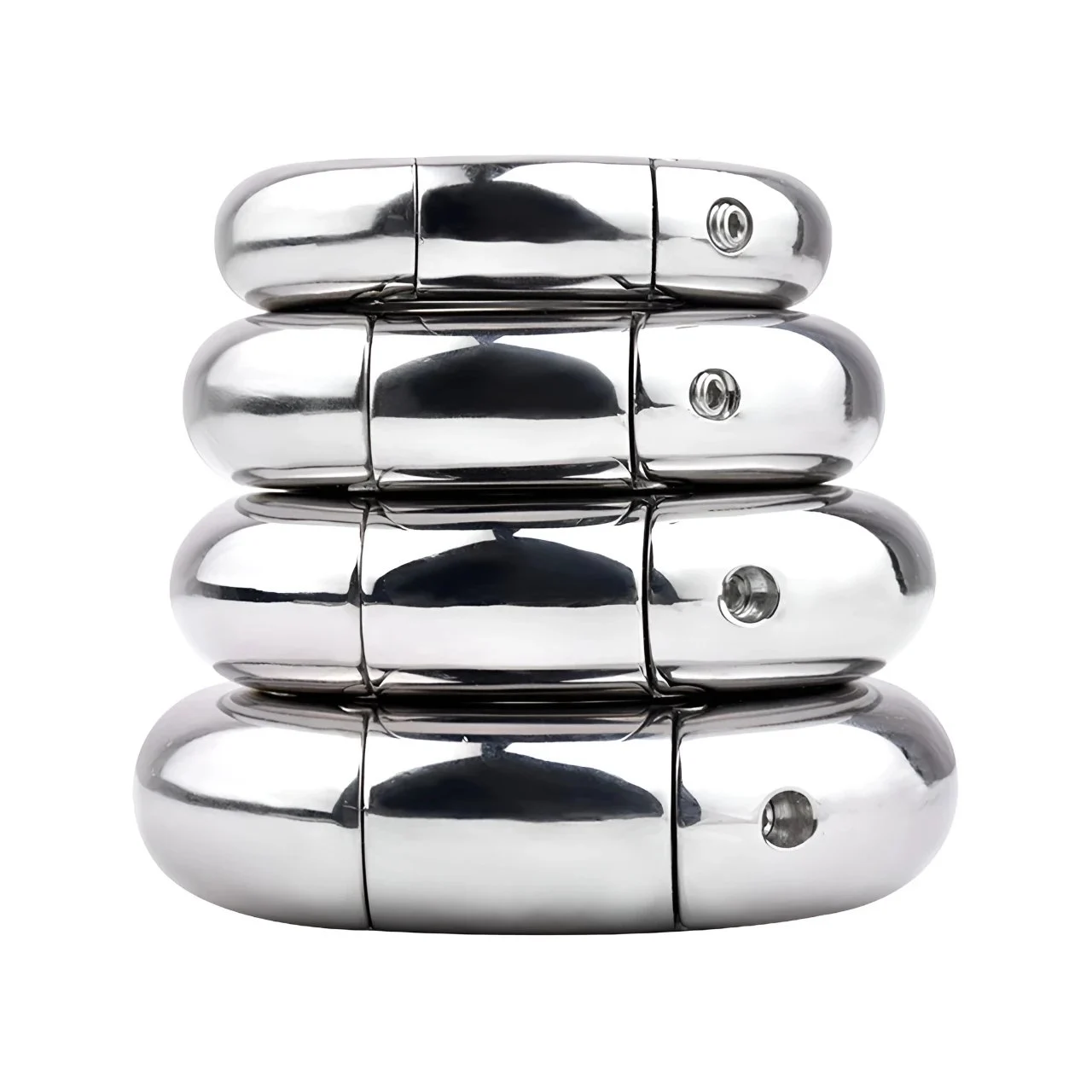 4 Size Heavy Stainless Steel Testicle Stretchers Scrotum Penis Cock Ring Metal Locking Pendant Ball Weight Adult Sex Toys