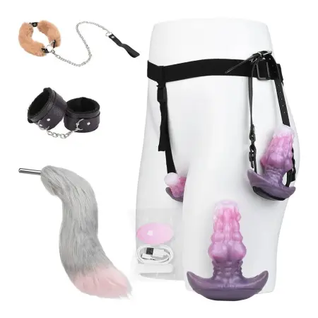 Fetish Multi-purpose Butt Plug Dildo Fun Sex Toys Gay Butt Plug Game Wearable Plush Tail Sex Toy Set Gay Erotic Toys