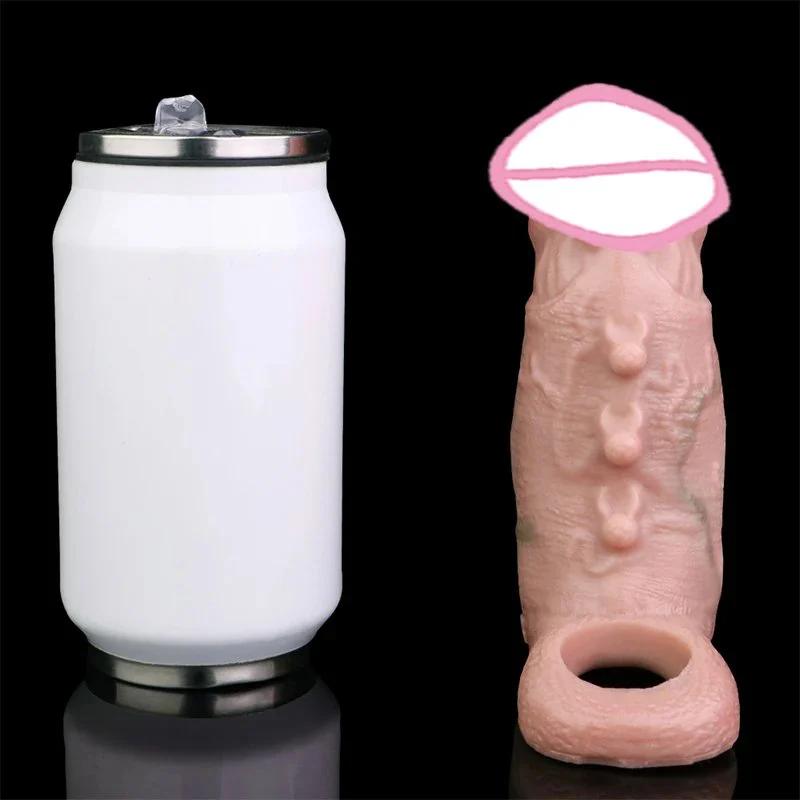Realistic Dildo Sheath With Anti-drop Ring Silicone Penis Sleeve Delay Ejaculation Sex Toys for Men Cock Enlargement