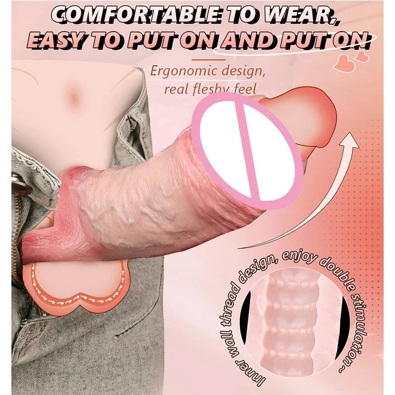 Realistic Hollow Dildo Open-ended Penis Sleeve Ring Size S M Silicone Dildo Sheath Ring Cock Enlargement Sex Toys for Men