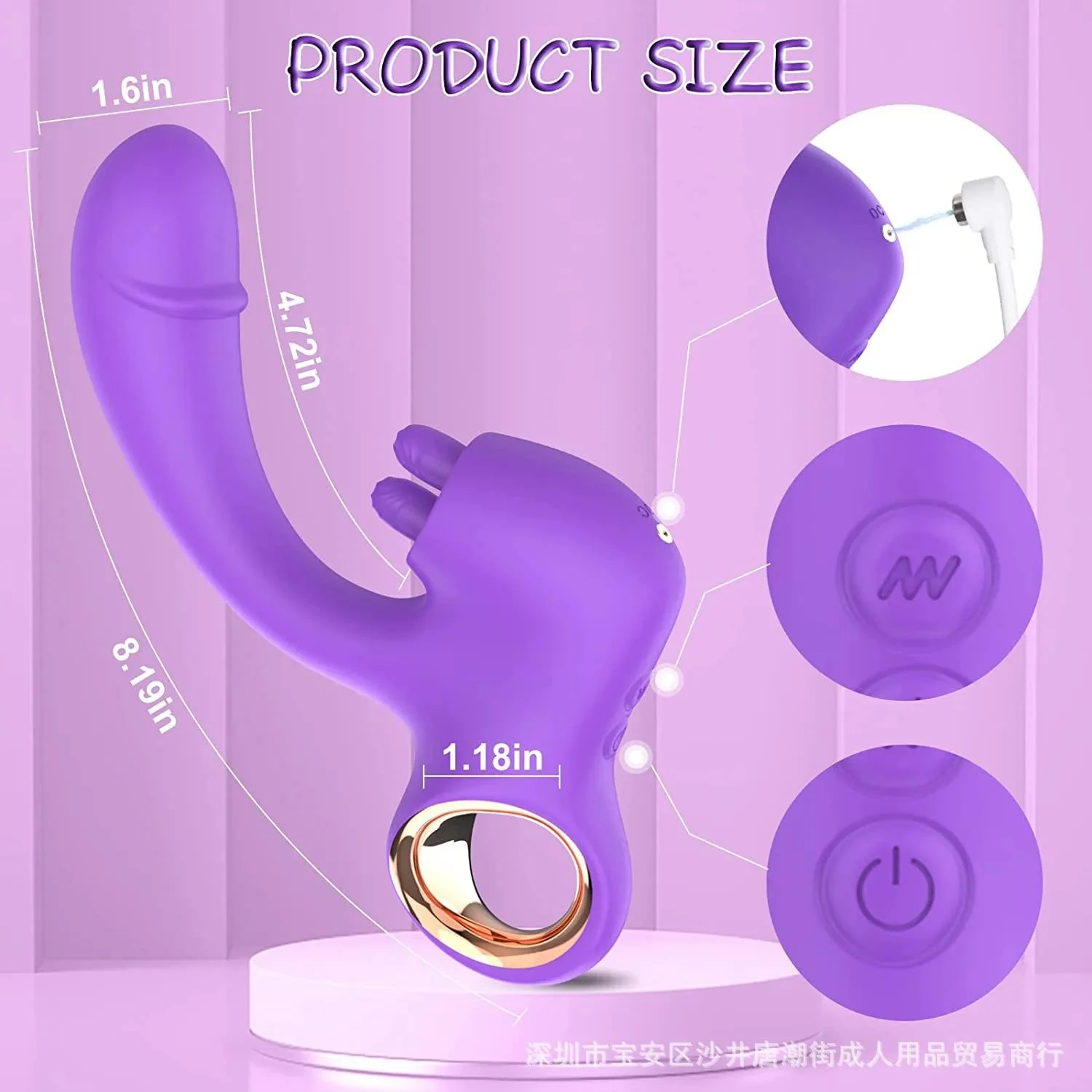 Jade Rabbit Dual-Tongue Clitoral G-Spot Vibrator Female Teasing Masturbator