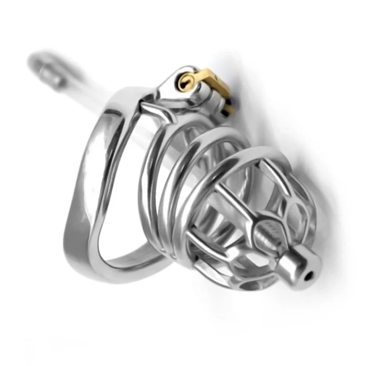 60mm 304 Stainless Steel Sm Sex Toys Penis Cage with Keyholder Male Chastity Device with Catheter Curved Ring Chastity Cage