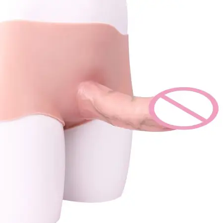 Strap-On Realistic Penis Sleeve Hollow Dildo Pants Delay Ejaculation Erotic Couple Tool