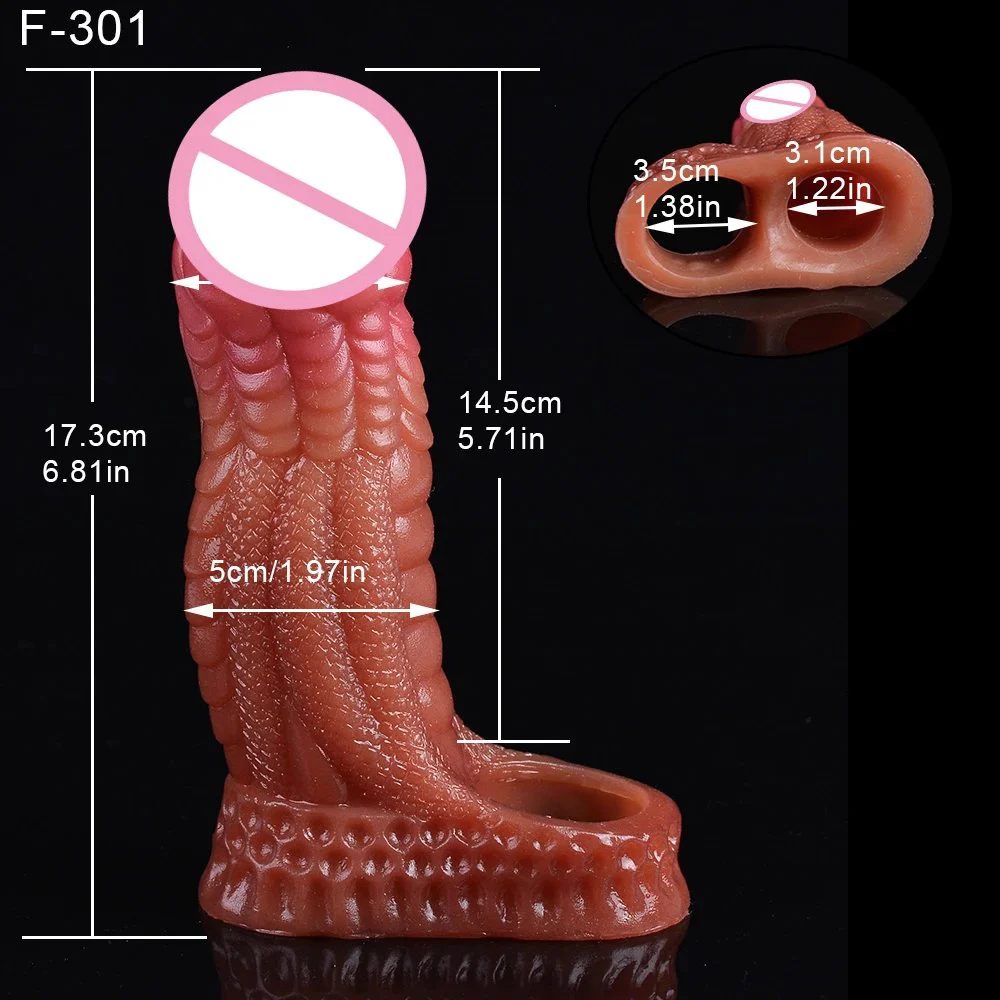 Realistic Penis Extension Cock Sleeve Reusable Penis Enlarger, Delay Condom, Dildo Enhancer for Men & Couples