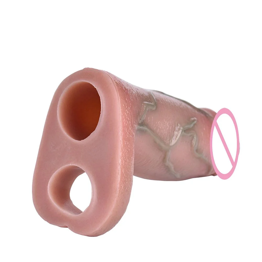 Realistic Penis Sleeve Reusable Dildos Condom Extender Penis Enlarge Delay Ejaculation Cock Sleeve