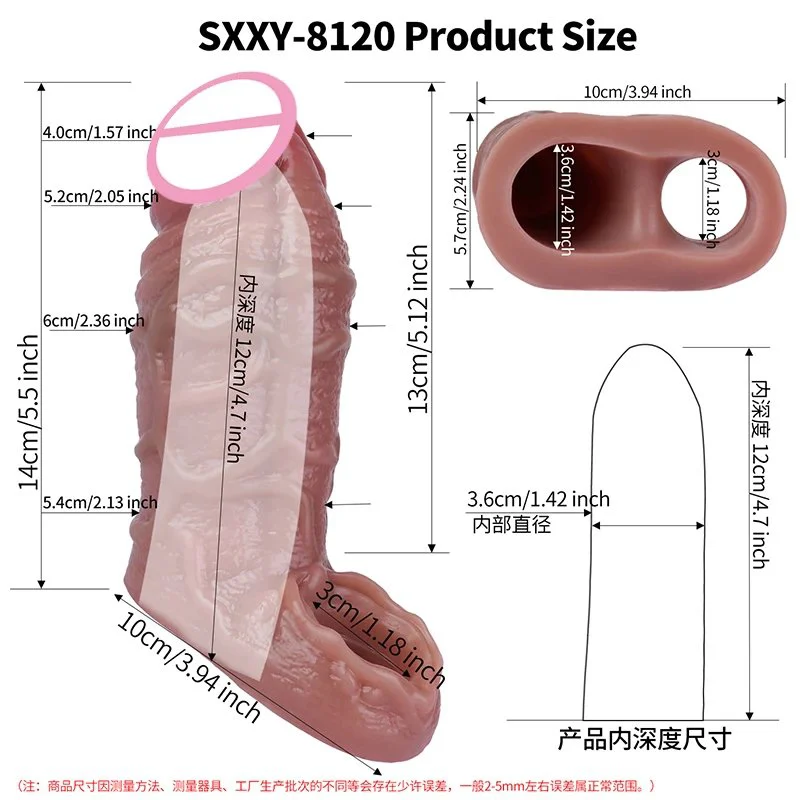 Realistic Penis Sleeve With Vaginal Design Anti-drop Silicone Male Penis Extender for Men Delay Ejaculation Adult Sex Toys